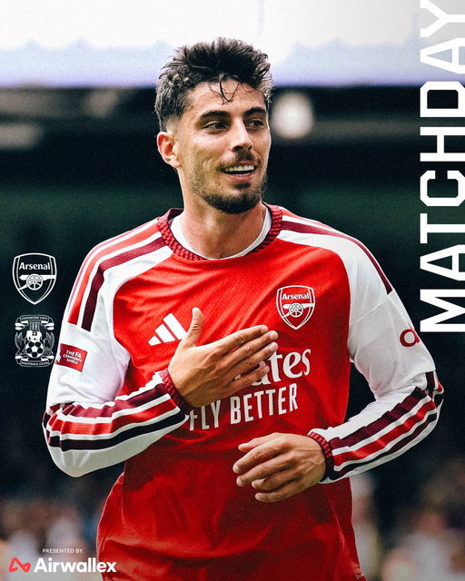 🔴 𝗠𝗔𝗧𝗖𝗛𝘿𝘼𝙔 ⚪️

🆚 Coventry City
🕗 8pm (UK)
🏆 Premier League
🏟️ Emirates Stadium

🤝 @Airwallex 