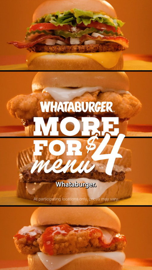 Meet the More For $4 Menu! Four iconic sandwiches, $4 bucks each. 