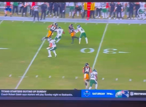 Stat sheet won’t show the receiver drifting up field just giving a free INT.

Snap it off and flatten vs man. This route was really bad. 
