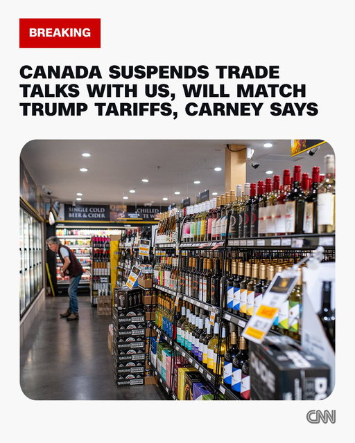 Canada has suspended trade negotiations with the United States, Prime Minister Mark Carney said, adding that the country would match US tariffs imposed at midnight dollar for dollar. https://t.co/V51BkZXhhG 