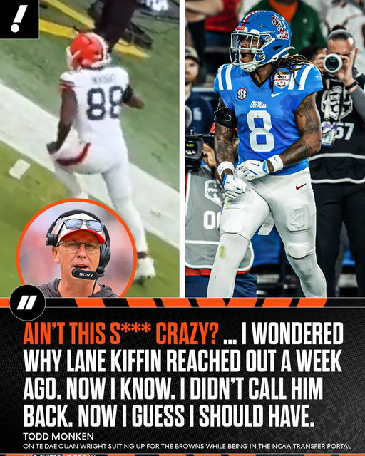 Even Browns HC Todd Monken can't believe the new rule allowing some NFL players to enter the NCAA transfer portal.

Former Ole Miss TE Dae'Quan Wright, who suited up for the Browns in their preseason game Saturday, is currently in the NCAA transfer portal. 