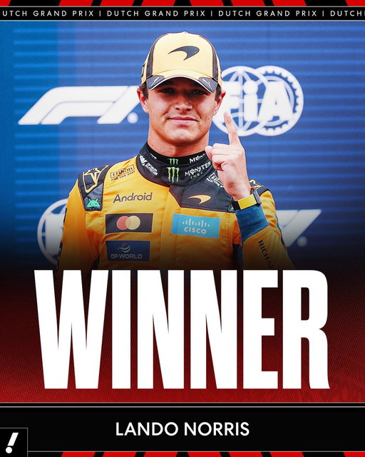 LANDO NORRIS WINS THE DUTCH GRAND PRIX 🏆

Norris makes it back-to-back Grand Prix wins with a victory at Zandvoort 🇳🇱 