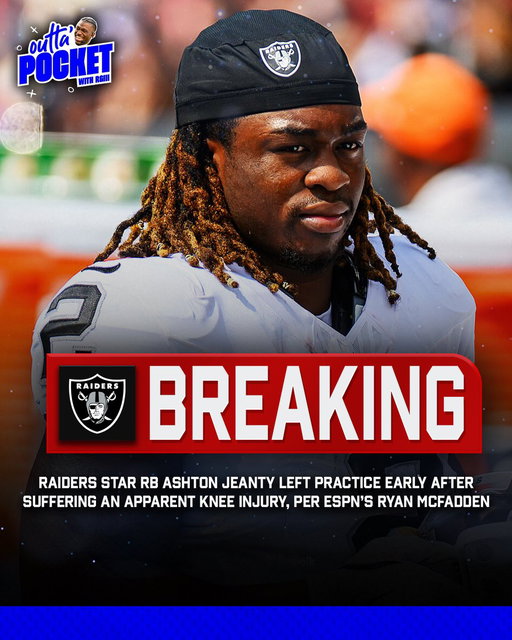 #Raiders running back Ashton Jeanty left practice early after suffering an apparent knee injury, per @ryanmcfadden_ 