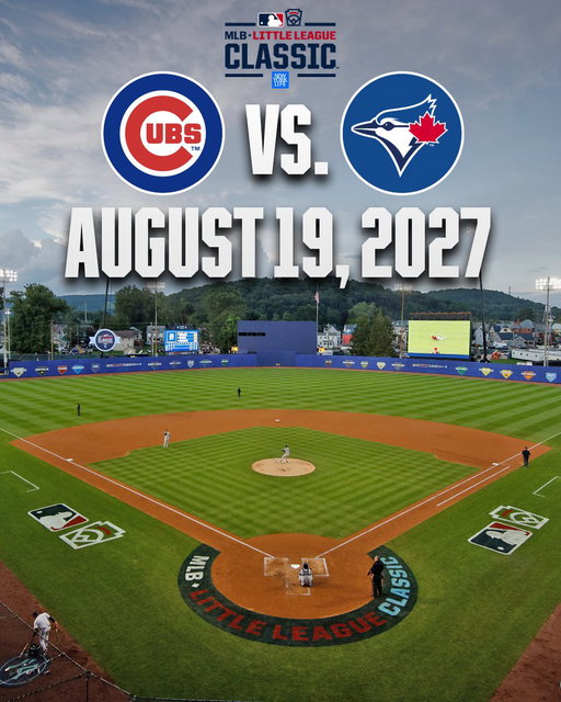 The Little League Classic from Williamsport is coming back in 2027!

The @Cubs meet the @BlueJays on Aug. 19 with all the action on ESPN and TSN.

(MLB x @NewYorkLife) 