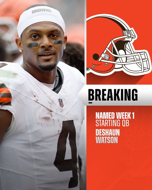 Browns naming Deshaun Watson as their starting QB for Week 1. (via @AdamSchefter, @RapSheet) 