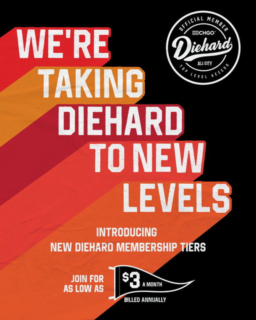 🚨INTRODUCING NEW CHGO DIEHARD MEMBERSHIP LEVELS🚨

More ways to be a Diehard. More perks. More CHGO.

⬛ LEVEL ONE — $36/YEAR
Premium content + community.

⬛ PRO — $80/YEAR
Everything in Level One + a FREE shirt, 20% off merch, event discounts, the NFL Draft Guide, partner perks and MORE.

⬛ PREMIUM — $119/YEAR
Everything in Pro + TWO CHGO tailgate tickets!

Whether you're here for the coverage, community, merch, events or the full experience - there's a Diehard membership for you.

Which level are you choosing? 👀