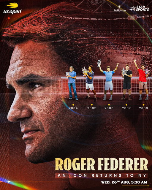 It’ll definitely be worth the early-morning alarms! 😍

5-time consecutive US Open champion Roger Federer returns to Arthur Ashe Stadium 🗽

#USOpen 2026 | Exhibition Match | WED, 26th AUG, 5:30 AM on Star Sports &amp; JioHotstar! 