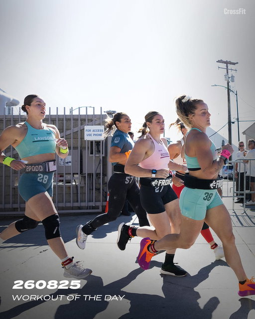 Workout of the Day
Tuesday 260825

2 rounds for total reps of:
On a 3-minute clock:
400-meter run
Max chest-to-bar pull-ups

Rest 1 minute

On a 3-minute clock:
400-meter run
Max handstand push-ups

Rest 1 minute

On a 3-minute clock:
400-meter run
Max dumbbell goblet squats

Rest 1 minute

♀ 35-lb dumbbell
♂ 50-lb dumbbell

Post total reps to comments.

Stimulus and Strategy:
Today, you'll take on an interval-style workout with a focus on higher-skill gymnastics at a fast pace. Push hard on each run to give yourself as much time as possible with each gymnastics movement. Plan to finish each run in under 2 minutes, so you have 1 minute or more for max reps of each gymnastics movement.

The dumbbell loading should be light enough to hang on to it for the entire remaining time in the interval. Once you get through all 3 sets, start back at the beginning and move through each 3-minute AMRAP again.

📍2026 CrossFit Games Event 10

#CrossFit #WorkoutoftheDay
