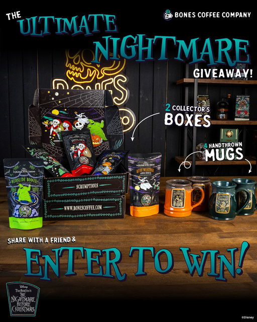 💀🩵 It's the Ultimate Nightmare Giveaway! ☕️ 10 lucky winners will each receive 2 Disney Tim Burton’s The Nightmare Before Christmas Collector’s Box which includes all 5 flavors and 2 mugs to share with your friend! 😱

Enter to win here https://bit.ly/4vakGae

P.S. tag the friend you'd share your prize with! 👀