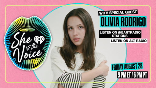 .@oliviarodrigo joins us for She Is The Voice! 💞

Plus, we’re featuring music from the artists hitting the stage at Daisy Chain Fields. 🌼 Tune in this Friday at 9pm ET / 6pm PT. #iHeartOliviaRodrigo @ALT987fm 

Listen: https://t.co/fcLgQDc2fE 