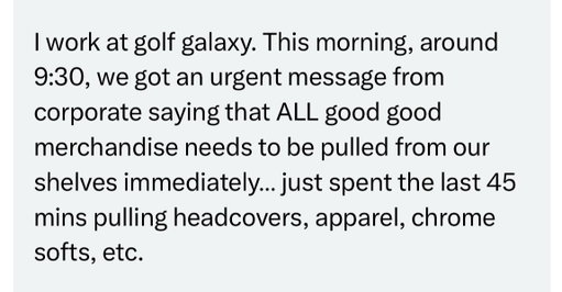 A DM I received from someone who works at Golf Galaxy about the GoodGood stuff: 