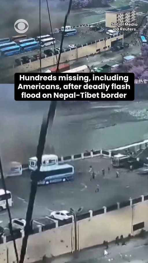 At least 95 people were killed and nearly 400 were listed as missing after flash flooding on the Nepal-Tibet border on Wednesday. At least three U.S. nationals were among the missing, according to Nepal's Tourism Board. CBS News' @RamyInocencio has more. 