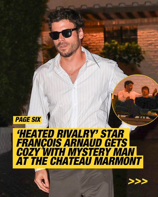 "Heated Rivalry" star François Arnaud was seen getting cozy with a mystery man at the Chateau Marmont 👀 📸: BACKGRID 