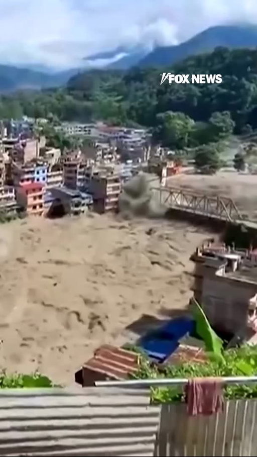 Dramatic video captures raging floodwaters tearing through Nepal, sweeping away a bridge as deadly flash floods devastate communities along the Nepal-China border.

At least 160 people have been killed, while hundreds remain missing. Nepalese officials say 403 people are unaccounted for, including 341 foreign nationals, as rescue efforts continue across the disaster zone.

Experts say a glacier avalanche was the likely trigger for the catastrophic flooding.