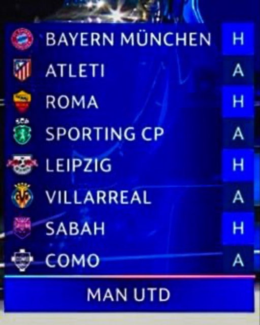 🚨 BREAKING! 💣

Manchester United’s UCL League Phase Draw. 🔴 