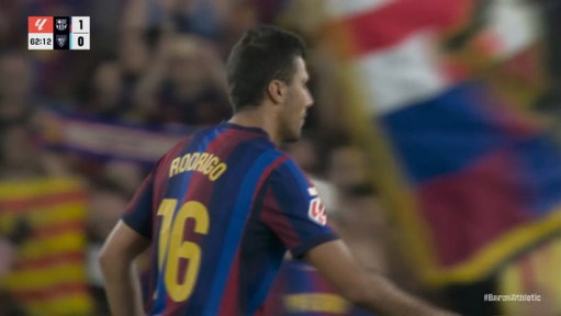 🚨 LA LIGA! 🇪🇸 

RODRI IS IN FOR HIS BARCELONA DEBUT! ✨

Barcelona 1-0 Athletic Club 