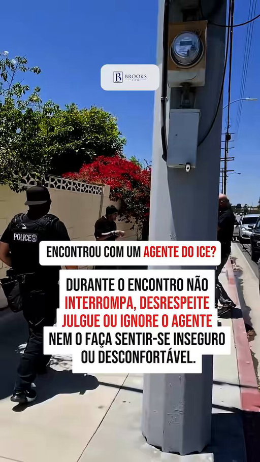⚠️ Mantenha a calma! Veja como se comportar durante um encontro com um agente do ICE.

📲 Envie uma mensagem ou ligue para 617-245-8090 e agende sua consulta gratuita hoje mesmo. 
