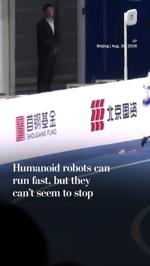 Chinese humanoid robots have been breaking human athletic records at The World Humanoid Robot Games in Beijing, including in a 100-meter sprint.

The robots are very fast, but not very good at stopping, often crashing into padded barriers. https://t.co/A2pGTQos9k 