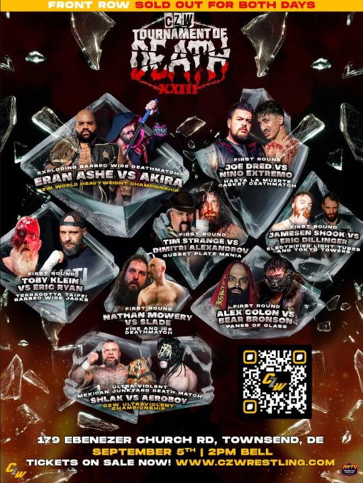 TOURNAMENT OF DEATH 23 - SEPTEMBER 5TH AND 6TH

Limited 2nd row and 3rd row and GA still available!

EARLY ACCESS ONLY FOR THOSE WHO PURCHASE TICKETS IN ADVANCE ONLINE!

Day 1 tickets: https://sportsthread.com/user/buy-tickets/561/13798/

Day 2 tickets: https://sportsthread.com/user/buy-tickets/561/13800/ 
