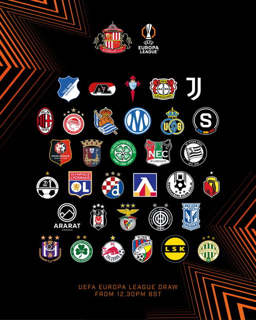 🤩 It’s @EuropaLeague draw day! 

Here are the 33 possible opponents Sunderland could face in the 2026-27 league phase 👇 