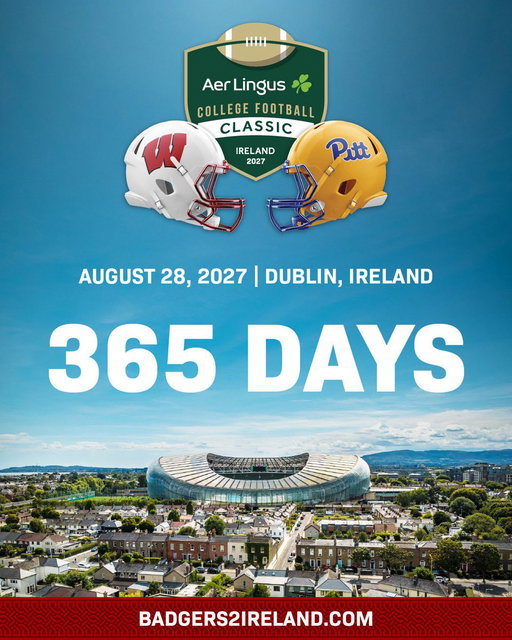 The countdown starts now ⏳

The Aer Lingus College Football Classic is officially one year away! 

🔗: https://go.wisc.edu/6r7pq2 
