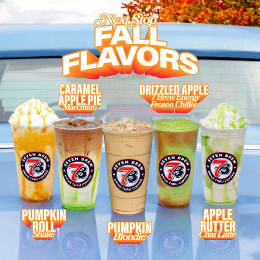 Fall flavors are arriving at 7 Brew! 🍏🎃 Starting 9/1, Pumpkin favorites are back and Green Apple is joining the lineup, too! 