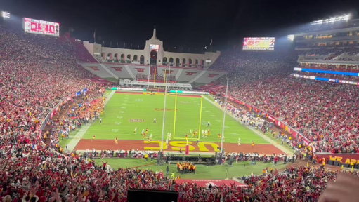 The scene at the Coliseum the last time USC played a ranked opponent as a Top 10 team. 
