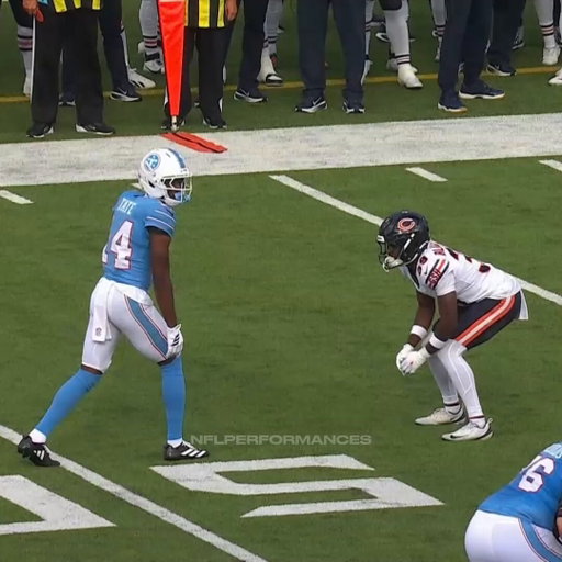 Carnell Tate almost has a big play but it gets broken up by Dillon Thieneman 