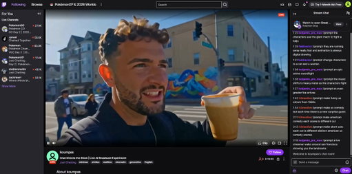Introducing H3 Max Live

Video generation is now faster than real time

An infinite broadcast where every frame is generated on the fly and every scene is directed by chat

Type !prompt and it's on screen in seconds 