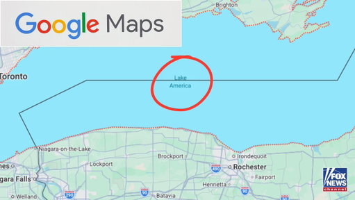 IT'S OFFICIAL: Google Maps has changed "Lake Ontario" to "Lake America" following President Trump’s executive order. 