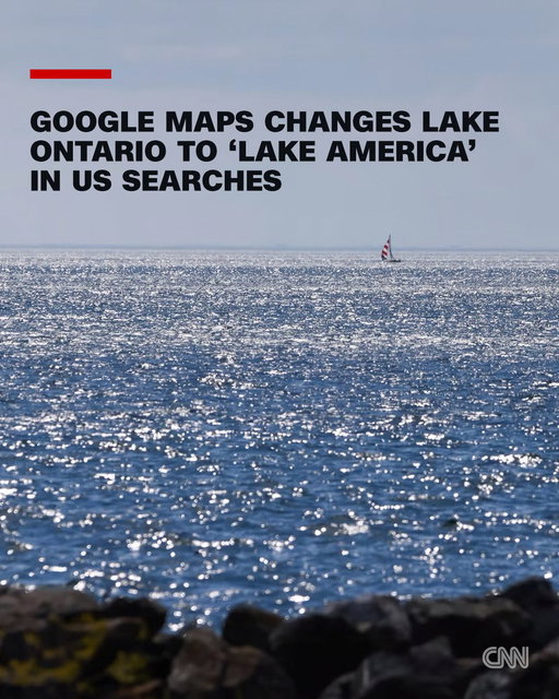 Google Maps changed Lake Ontario to "Lake America" for US searches. Canadian searchers will still see Lake Ontario. https://t.co/ymKWgzFgIk 