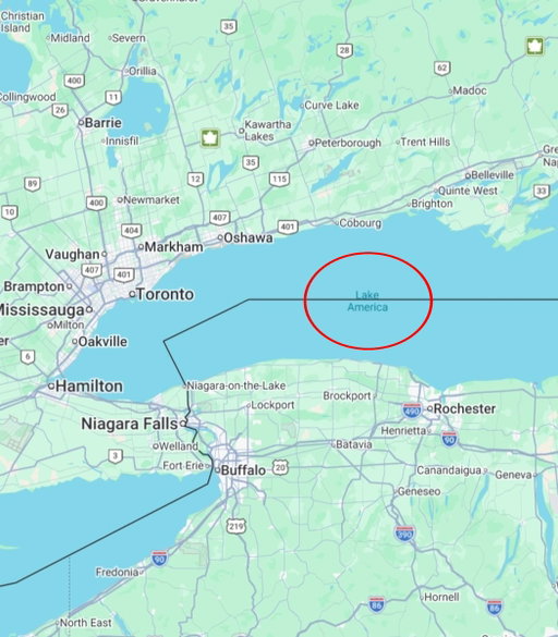Google Maps has officially changed Lake Ontario to Lake America to comply with Trump's order. 
