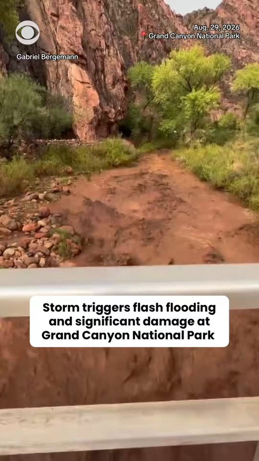 Hikers and campers scrambled for cover as a storm triggered heavy rain and flash flooding in the Bright Angel Canyon and Phantom Ranch regions of Grand Canyon National Park in Arizona. The storm caused significant damage to nearby footbridges and trails, according to the National Park Service.