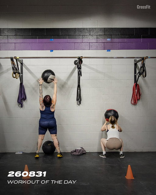 Workout of the Day
Monday 260831

Fight Gone Bad

3 rounds for max reps of:
1 minute of wall-ball shots
1 minute of sumo deadlift high pulls
1 minute of box jumps
1 minute of push presses
1 minute of rowing for calories
Rest 1 minute

♀ 55-lb barbell, 14-lb medicine ball to a 9-foot target, and a 20-inch box
♂ 75-lb barbell, 20-lb medicine ball to a 10-foot target, and a 20-inch box

Compare to 250503.

Post reps to comments.

📍CrossFit Orillia in Ontario, Canada 

#CrossFit #WorkoutoftheDay