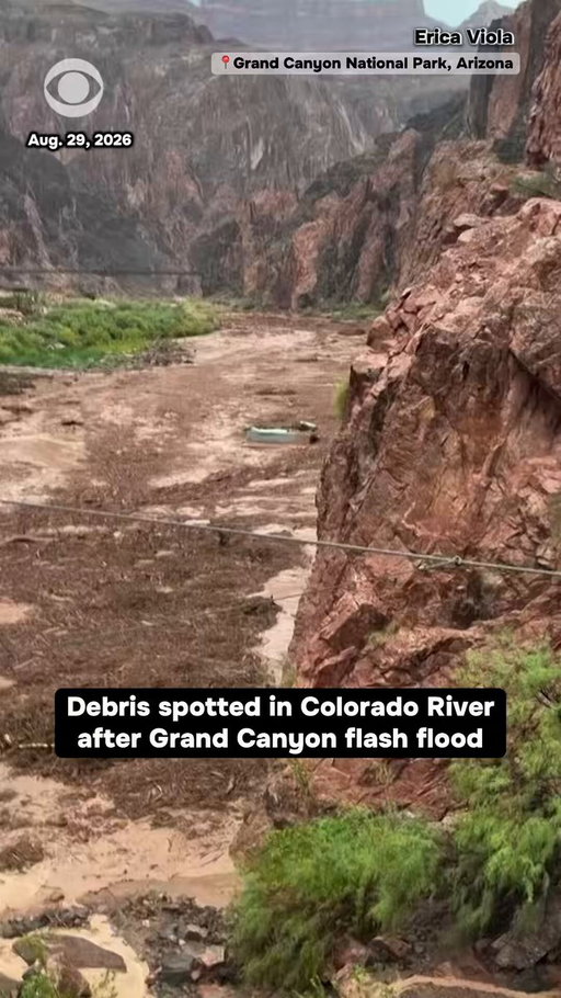 Visitors at Grand Canyon National Park spotted debris washing down the Colorado River on Saturday after parts of the canyon were hit by major flash floods over the weekend. 