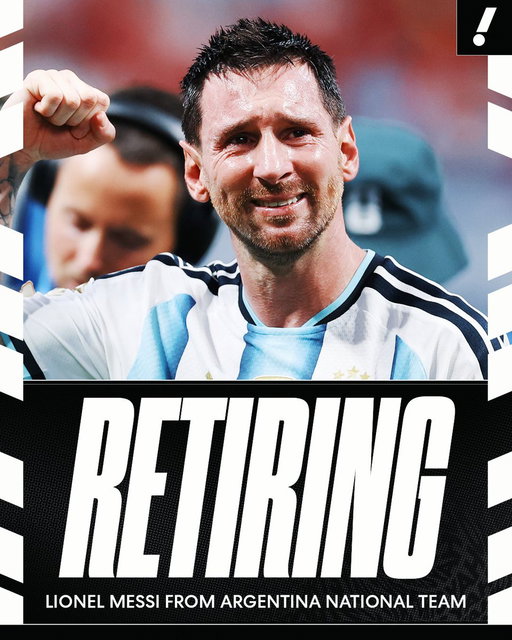 BREAKING: Lionel Messi has announced that he is retiring from the Argentina national team in a handwritten letter posted on Instagram.

"After much thought, I want to announce to everyone that I am retiring from the National Team." 