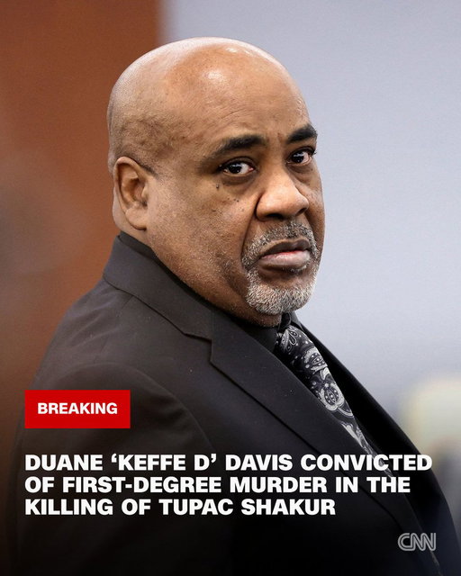 Duane "Keffe D" Davis has been found guilty of first-degree murder in the killing of hip-hop legend Tupac Shakur. https://t.co/ARIWl78Gt9 