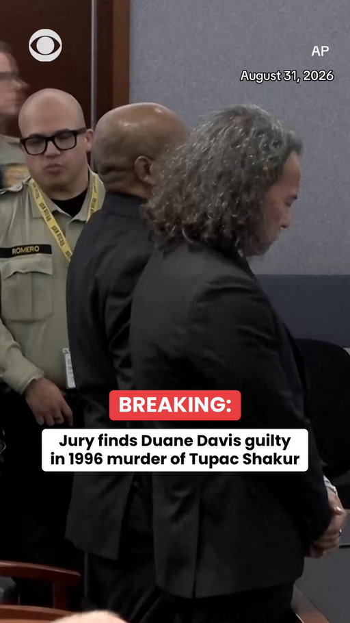 A jury has found Duane "Keffe D" Davis guilty in the killing of rapper Tupac Shakur on a Las Vegas night nearly 30 years ago.

Davis, 63, was charged with murder with a deadly weapon with the intent to promote, further or assist a criminal gang in Shakur's death. He had pleaded not guilty.

The prosecution said Monday evening that the state would dismiss the gang enhancement part of the charge due to witness logistics.
