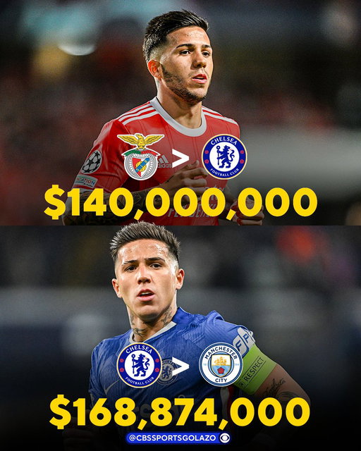 If Enzo Fernández's reported move to Man City is completed, his last two transfers will have generated more than $300m in fees 🤯

💰 fees via The Athletic 