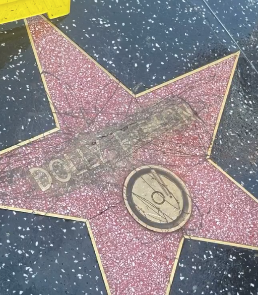 BREAKING: Dolly Parton’s Hollywood Walk of Fame star vandalized, with flowers stolen &amp; her name scratched off — repairs underway. 