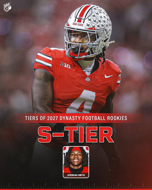 WAY-TOO-EARLY Rankings for 2027 Dynasty Rookie Drafts! 🔥

S-Tier 🔴
Ohio State WR Jeremiah Smith

A-Tier 🟠
Texas QB Arch Manning
Oregon QB Dante Moore
Texas WR Cam Coleman
Missouri RB Ahmad Hardy

B-Tier 🟡
Notre Dame QB CJ Carr
Ohio State QB Julian Sayin
Miami QB Darian Mensah
Indiana WR Nick Marsh
Indiana WR Charlie Becker
Texas RB Hollywood Smothers
Louisville RB Isaac Brown
Ole Miss RB Kewan Lacy

C-Tier 🟢
Ole Miss QB Trinidad Chambliss
Oklahoma State QB Drew Mestemaker
Florida RB Jaden Baugh
Alabama WR Ryan Coleman-Williams
Arizona State WR Omarion Miller
Oregon TE Jamari Johnson
LSU TE Trey’Dez Green

D-Tier 🔵
USC QB Jayden Maiava
Minnesota RB Darius Taylor
Michigan RB Jordan Marshall
Clemson WR Bryant Wesco Jr.
Clemson WR T.J. Moore
Rutgers WR KJ Duff
Texas WR Ryan Wingo
Miami WR Cooler Barkate

E-Tier 🟣
LSU QB Sam Leavitt
South Carolina QB LaNorris Sellers
Rutgers RB Antwan Raymond
USC RB Waymond Jordan
Miami RB Mark Fletcher
Florida State WR Duce Robinson
Iowa TE DJ Vonnahme
