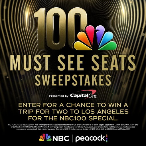 100 years of NBC deserves a front-row seat! Enter for a chance to win the Must See Seats Sweepstakes, a trip for two to LA for the #NBC100 Special. See https://i.capitalone.com/GgeQNzwWc for details. 