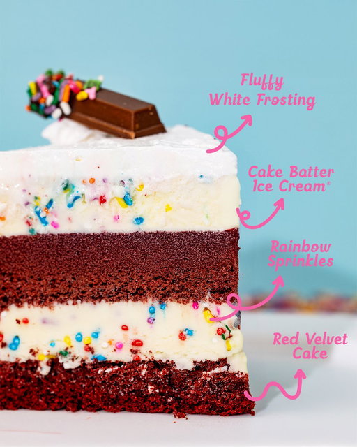 This is what birthday fun looks like up close 🎂✨🍭🍦Cake Batter Confetti™ Ice Cream Cake in its happiest slice form! 