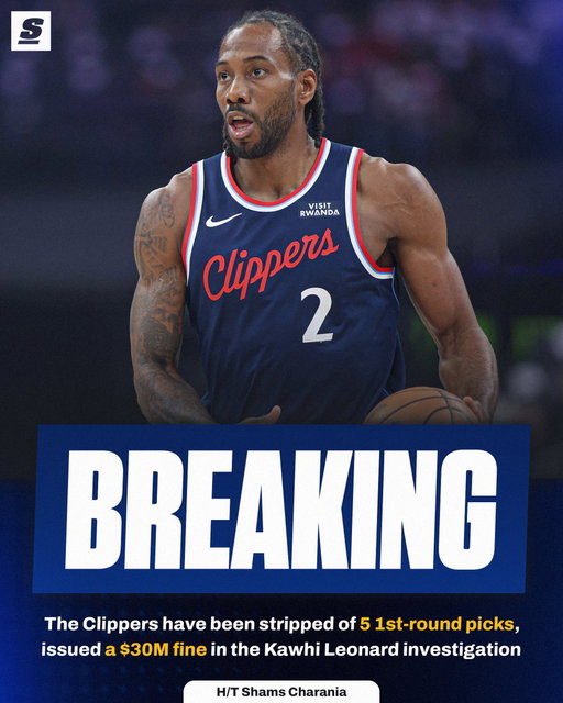 The Clippers punishment is here. 🚨 

It will also include suspensions for Steve Ballmer, Lawrence Frank and Gillian Zucker along with Kawhi having to pay $700,000 in restitution for improper benefits by the team.

No suspension or voided contract for Leonard. 