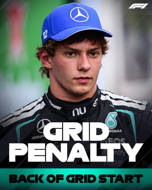 Kimi Antonelli will take a grid penalty for the Italian Grand Prix as a result of a planned engine change 

The Drivers' Championship leader will start from the back of the grid on Sunday

#F1 #ItalianGP 