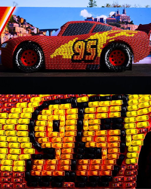 This 3D art of Lightning McQueen is made out of mini cars 😱

(via @westergaard2319) 
