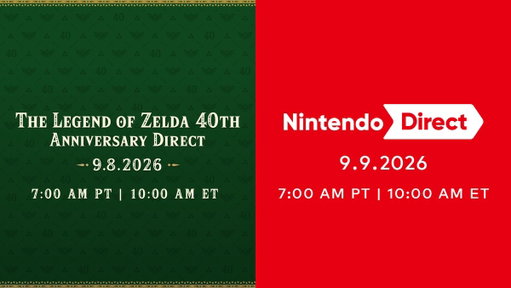 Join us next week for two #NintendoDirect presentations!

The Legend of Zelda 40th Anniversary Direct on Sept 8 at 7am PT (Approx 30 mins)
Nintendo Direct on Sept 9 at 7am PT (Approx 45 mins)

Watch both here: https://t.co/P3XRllCMrS 