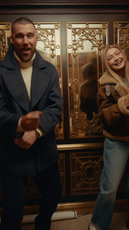 who copied whose moves? #gigihadid and @tkelce turn an elevator ride into a dance break on the set of Tommy Hilfiger’s Fall 2026 campaign 