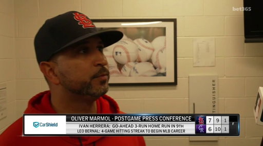 Oli Marmol on umpire Doug Eddings telling Hancel Rincon he needs to fix his hat:

"I thought it was pretty embarrassing on his end. We have a kid making his debut and ... he tells him that he needs to fix his hat and the kid's not going to wear his hat like that on my field."
 https://t.co/WSeEsMRwpF