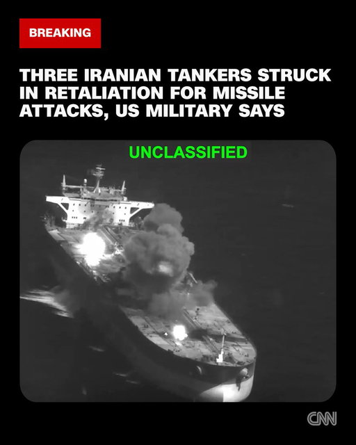 The US military says its forces struck three Iranian crude oil carriers after Iran launched ballistic missiles toward two US Navy warships.
https://t.co/8i4cpTDkqZ 